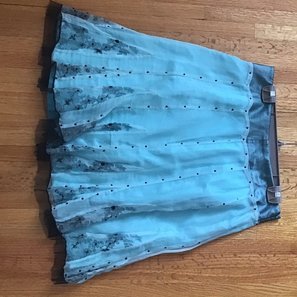 Pretty turquoise blue skirt with black mess and sequins. Size L. - Picture 2 of 7